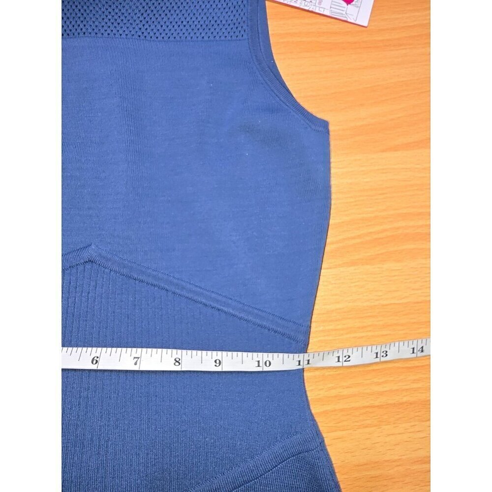 Parker Dress XS Drop Waist Peplum Tiered Blue Stretch Comfort Eyelet Open Knit - Picture 12 of 15